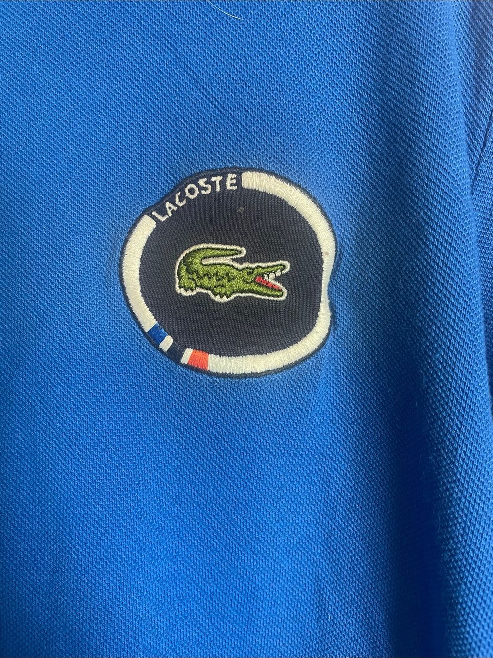 Lacoste Royal Blue Long Sleeve Polo with Contrast Trim Vintage Devanlay - Picture 2 of 6